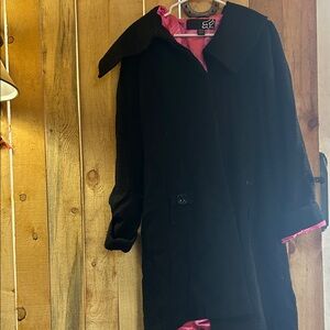 Fox Black Trench Coat with Pink Lining